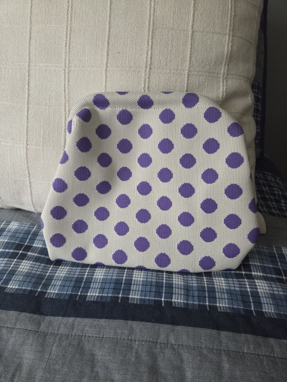 Purple Polka Dot Cosmetic Pouch - White & Purple